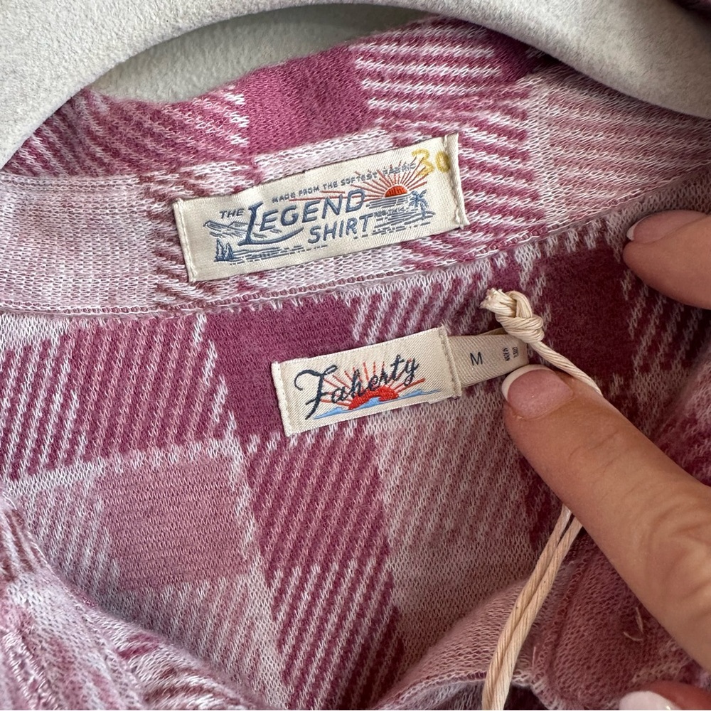 Faherty Legend Sweater Shirt Amelia Plaid Button Front Pink - Picture 3 of 4